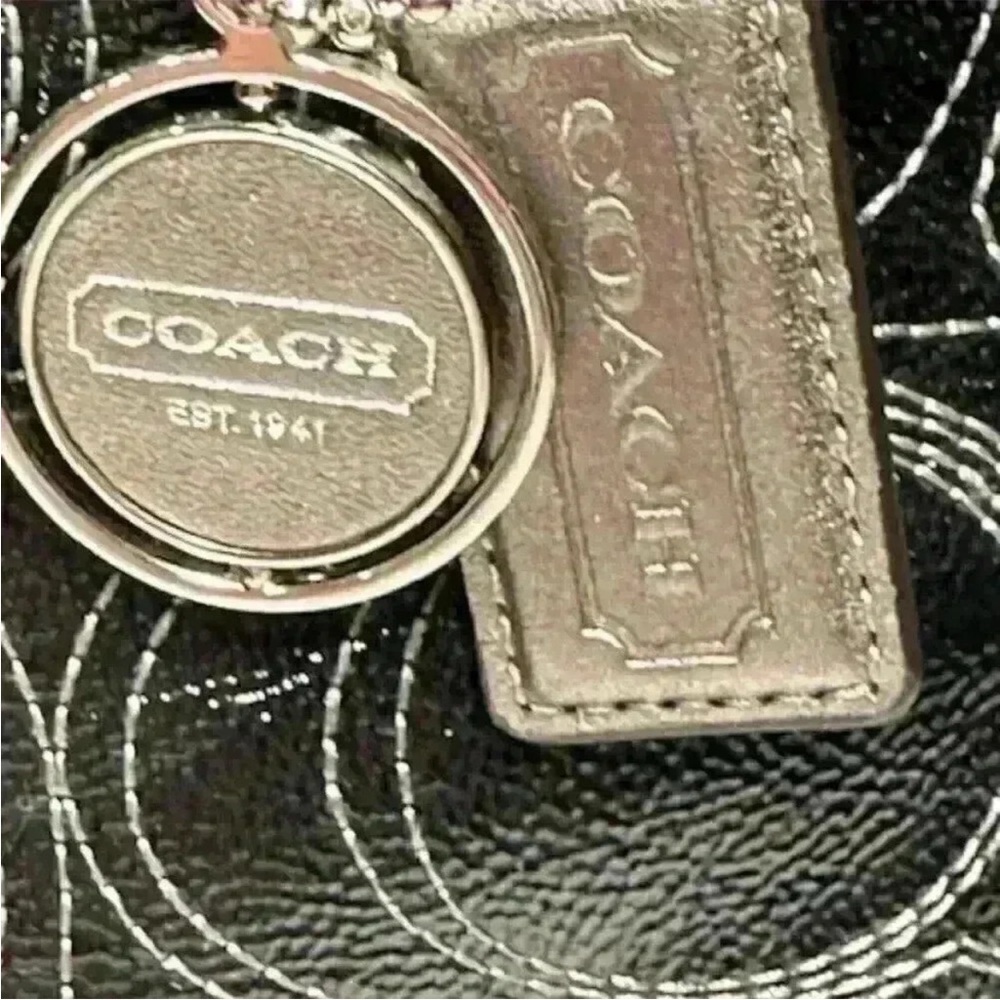 Coach Black Signature Tote Bag with Glossy Finish - Picture 13 of 16